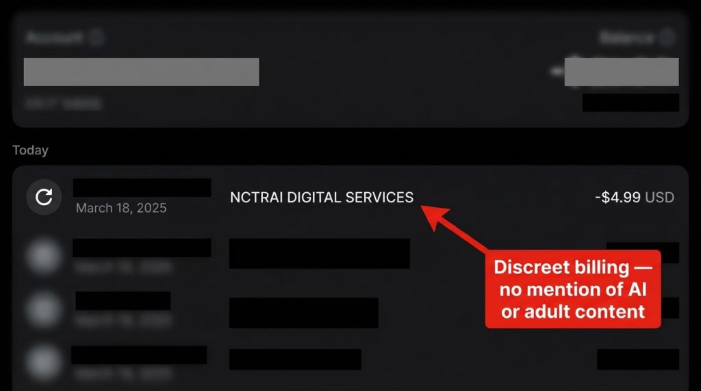 Nectar AI discreet billing showing neutral merchant name on bank statement