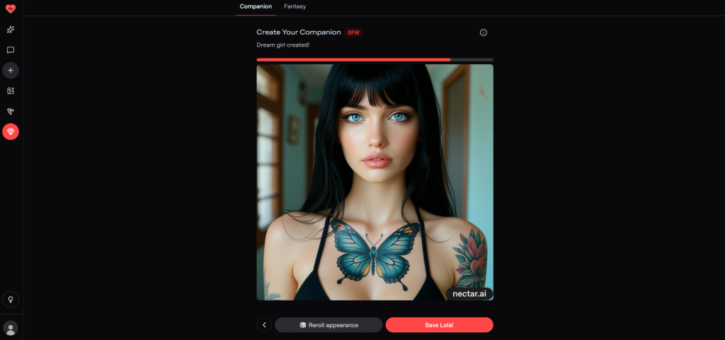 Nectar AI generated selfie showing photorealistic image quality and facial consistency
