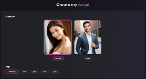 Angel.ai companion creation tool with gender and age customization option