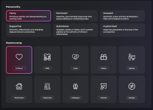 Angel.ai companion creation tool with personnality and relationship customization option