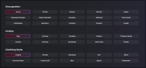 Angel.ai companion creation tool with occupation, hobby and clothing style customization option