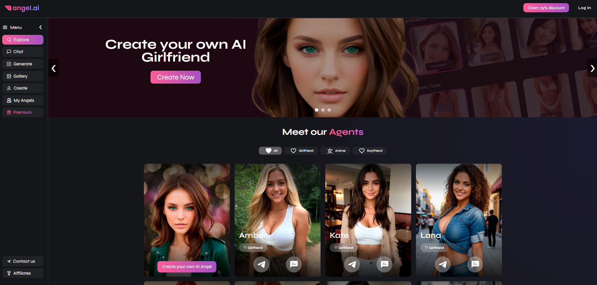 Angel AI Review: Build Your Perfect AI Girlfriend (No Filters) interface