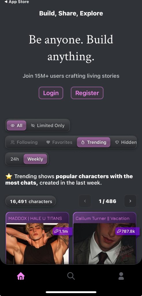 Janitor AI mobile app NSFW toggle location shown in the website profile settings